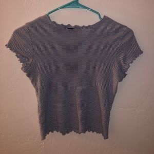 Brandy Melville Striped Frilled Crop Top